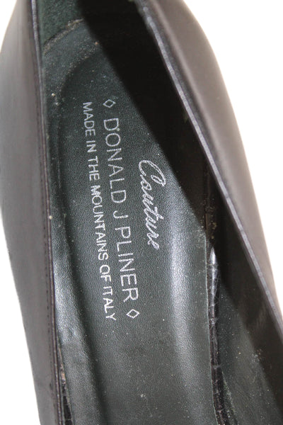 Donald J Pliner Womens Leather Peep Toe High Heels Pumps Shoes Black Size 7.5B