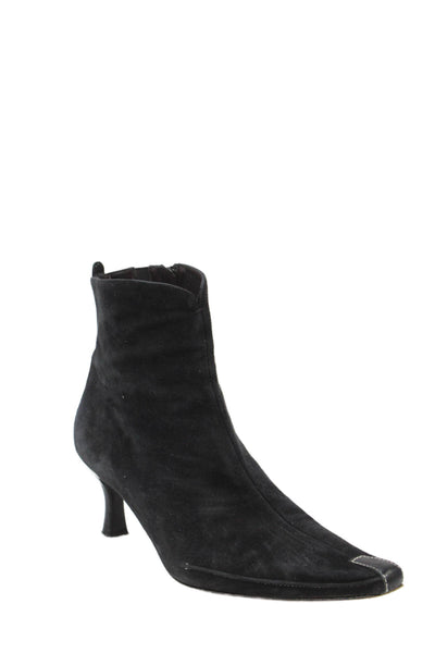 Donald J Pliner Womens Suede Pointed Toe Zip Ankle Boots Shoes Black Size 8M