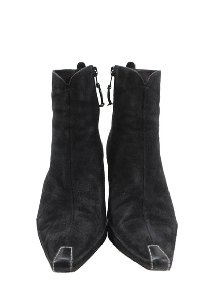 Donald J Pliner Womens Suede Pointed Toe Zip Ankle Boots Shoes Black Size 8M