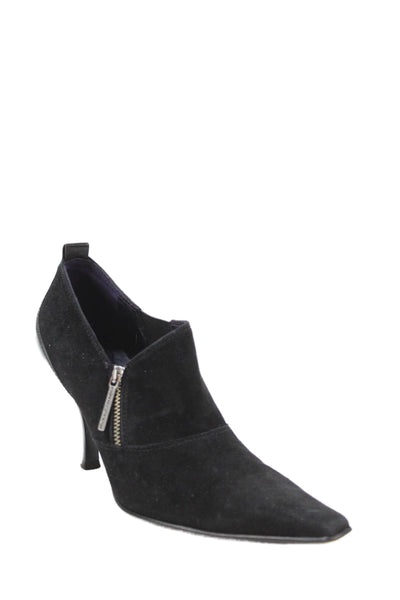 Donald J Pliner Womens Suede Pointed Toe Zip Heels Bootie Shoes Black Size 8M