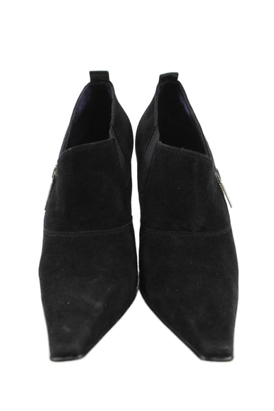 Donald J Pliner Womens Suede Pointed Toe Zip Heels Bootie Shoes Black Size 8M