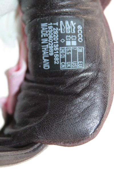 ECCO Womens Leather Color Block Lace Up Sneakers Shoes Brown Size 7