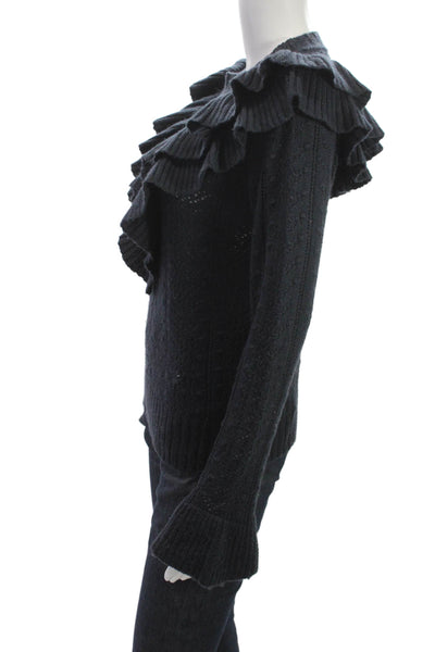 Tularosa Womens Black Pullover Sweater Acrylic Round Neck Long Sleeve Size XS