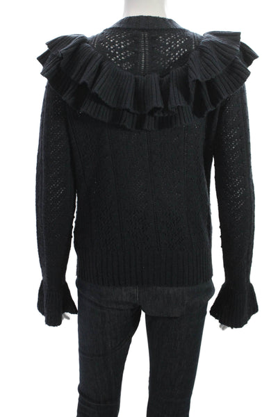 Tularosa Womens Black Pullover Sweater Acrylic Round Neck Long Sleeve Size XS