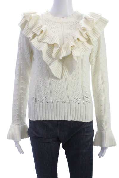 Tularosa Womens Pullover Sweater Ivory Crew Neck Long Sleeve Size XS
