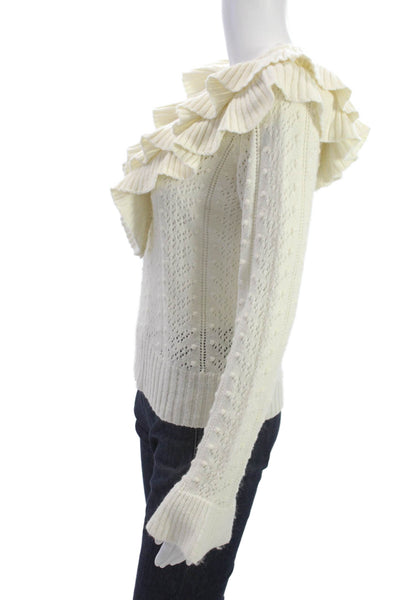 Tularosa Womens Pullover Sweater Ivory Crew Neck Long Sleeve Size XS