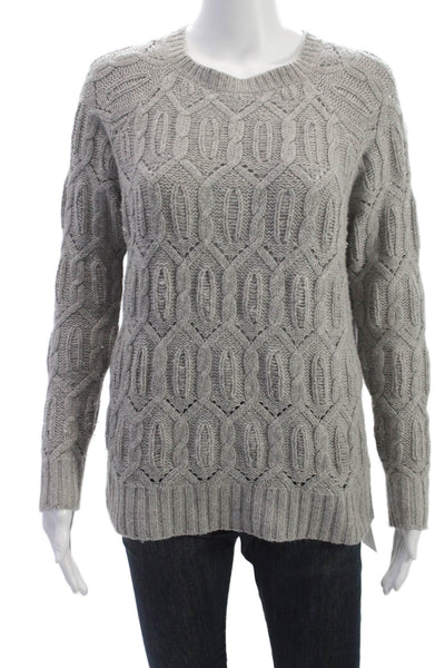 Skull Cashmere Women Pullover Sweater Gray Crew Neck Long Sleeve Size XS