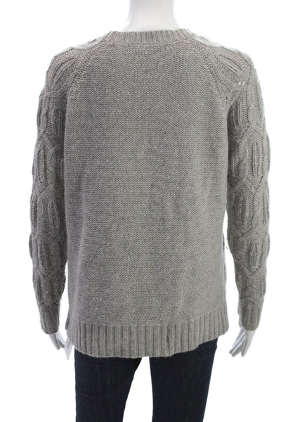 Skull Cashmere Women Pullover Sweater Gray Crew Neck Long Sleeve Size XS