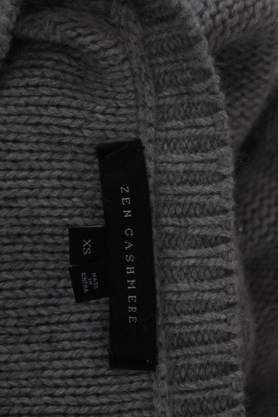 Skull Cashmere Women Pullover Sweater Gray Crew Neck Long Sleeve Size XS