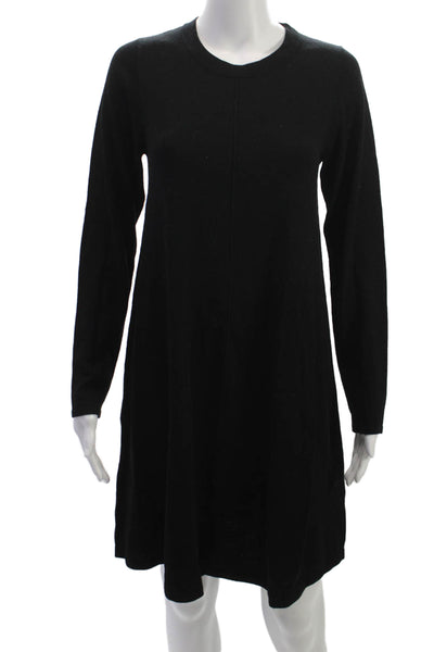 Repeat Womens Sweater Dress Black Merino Wool Long Sleeve Crew Neck Size 34