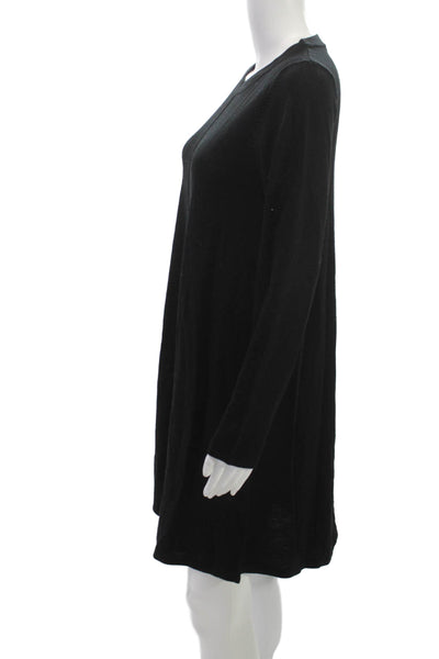 Repeat Womens Sweater Dress Black Merino Wool Long Sleeve Crew Neck Size 34