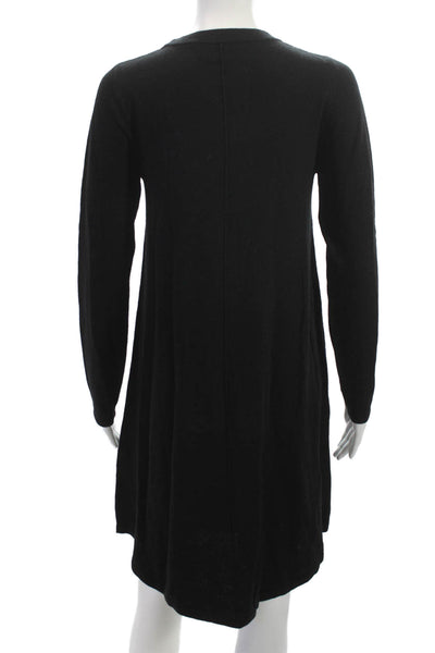 Repeat Womens Sweater Dress Black Merino Wool Long Sleeve Crew Neck Size 34