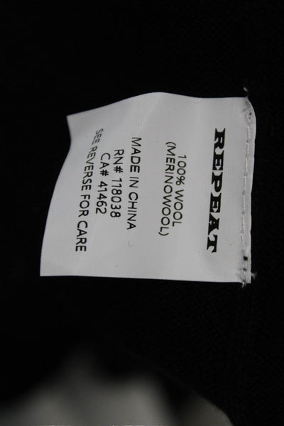 Repeat Womens Sweater Dress Black Merino Wool Long Sleeve Crew Neck Size 34