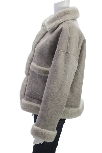 Repeat Luxury Womens Basic Jacket Gray Button Long Sleeve Polyester Size 2XS