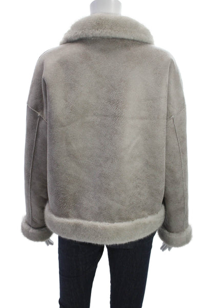 Repeat Luxury Womens Basic Jacket Gray Button Long Sleeve Polyester Size 2XS