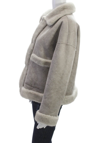 Repeat Luxury Women Basic Jacket Gray Polyester Button Long Sleeve Size S