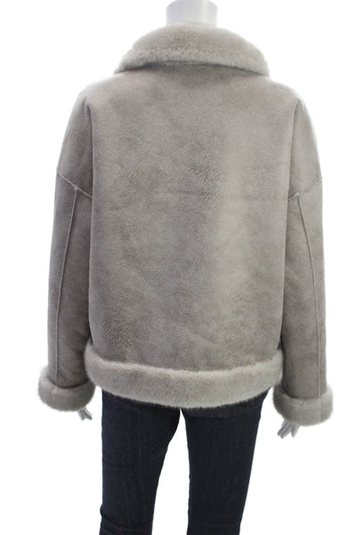 Repeat Luxury Women Basic Jacket Gray Polyester Button Long Sleeve Size S