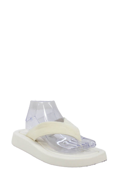 The Row Womens Velvet Thong Slide On Sandals White Size 39 9