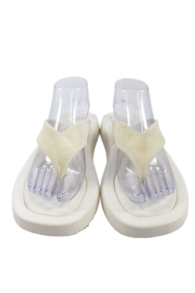 The Row Womens Velvet Thong Slide On Sandals White Size 39 9