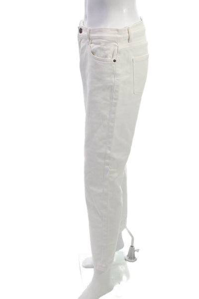 DL1961 Women Straight Jeans White High Rise Cotton Blend Size 18