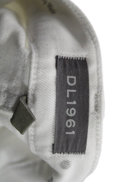 DL1961 Women Straight Jeans White High Rise Cotton Blend Size 18