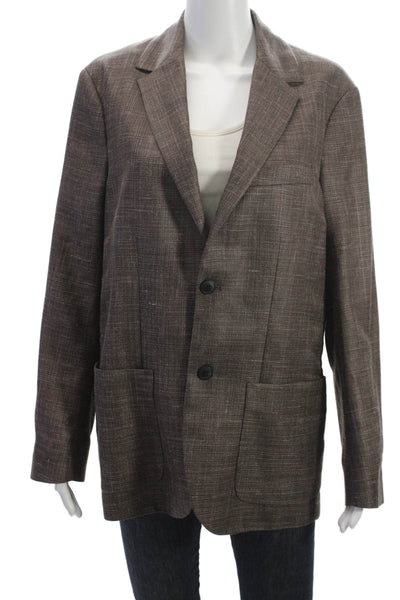 Sunspel Men Blazer Brown Polyester Buttoned Size S