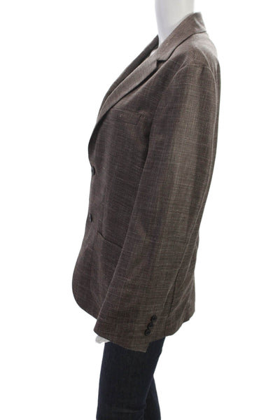 Sunspel Men Blazer Brown Polyester Buttoned Size S