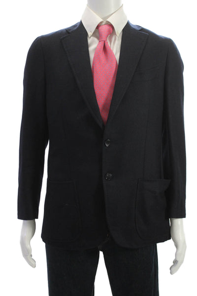 Isaia Napoli Mens Blue Wool Blazer Buttoned Size 50