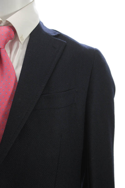Isaia Napoli Mens Blue Wool Blazer Buttoned Size 50