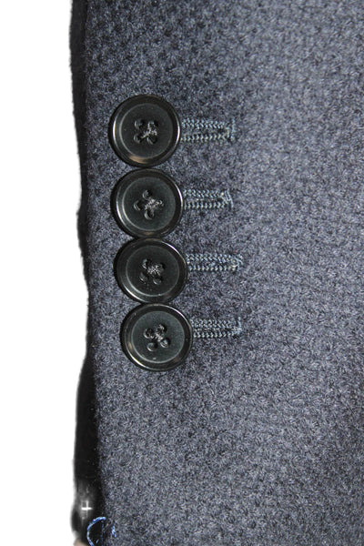 Isaia Napoli Mens Blue Wool Blazer Buttoned Size 50