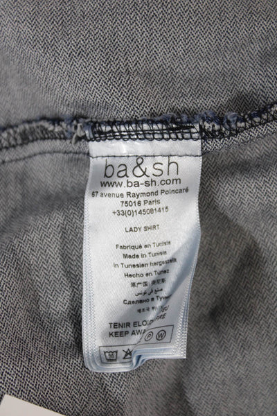 Ba&Sh Womens Basic Cotton Henley Button Short Sleeve Blouse Size 6