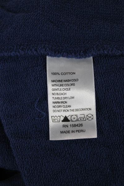 Leallo Women Blue Cotton Scoopneck Heart Pullover Sweatshirt Long Sleeve Size L