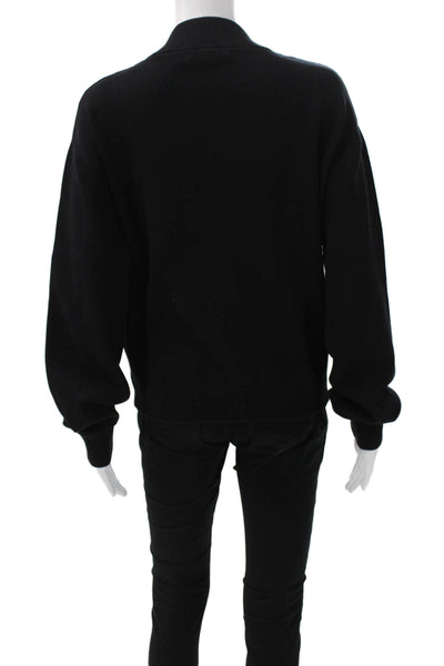 White + Warren Womens Bomber Jacket Black 83% Organic Cotton Size M
