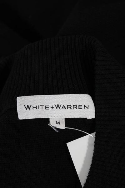 White + Warren Womens Bomber Jacket Black 83% Organic Cotton Size M