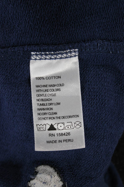 Leallo Womens Blue Heart Jogger Pants Cotton Drawstring Fall Size M