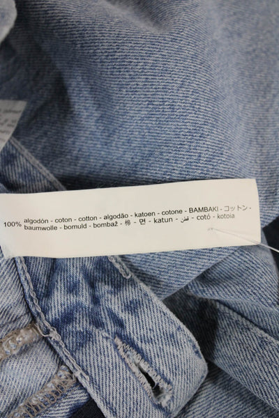 Zara Womens High Rise Mom Jeans Blue Button 100% Cotton Size 2