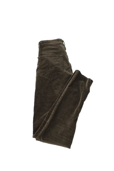 AG Adriano Goldschmied Women Green Cotton Button Pants Size 23