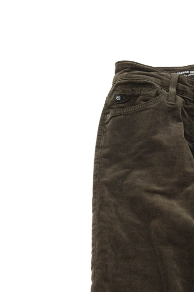 AG Adriano Goldschmied Women Green Cotton Button Pants Size 23