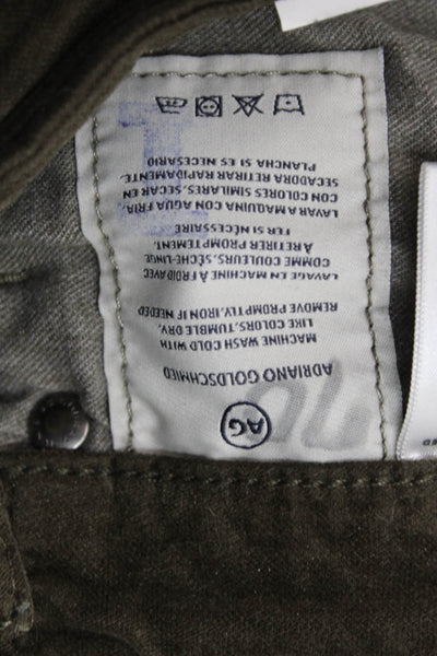AG Adriano Goldschmied Women Green Cotton Button Pants Size 23