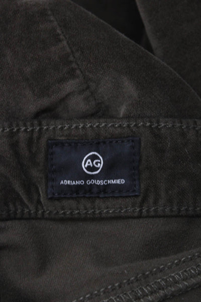 AG Adriano Goldschmied Women Green Cotton Button Pants Size 23