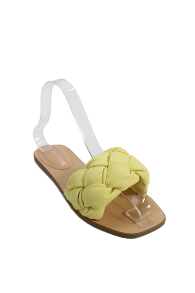 Marc Fisher Womens Woven Vegan Leather Slip On Flats Sandals Shoes Yellow Size 6