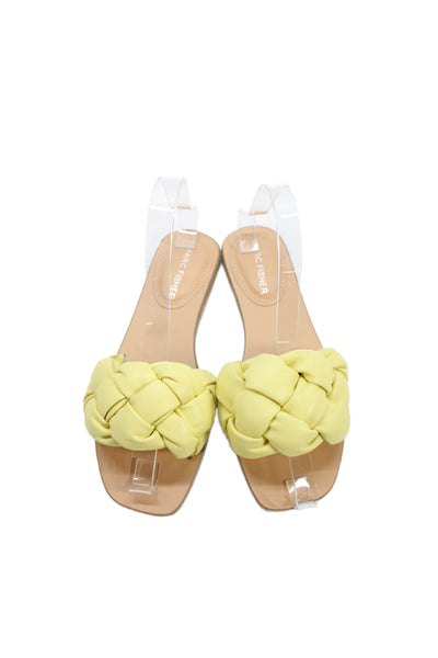 Marc Fisher Womens Woven Vegan Leather Slip On Flats Sandals Shoes Yellow Size 6
