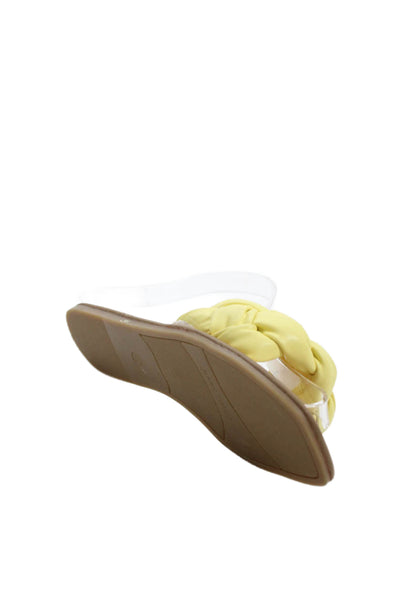 Marc Fisher Womens Woven Vegan Leather Slip On Flats Sandals Shoes Yellow Size 6
