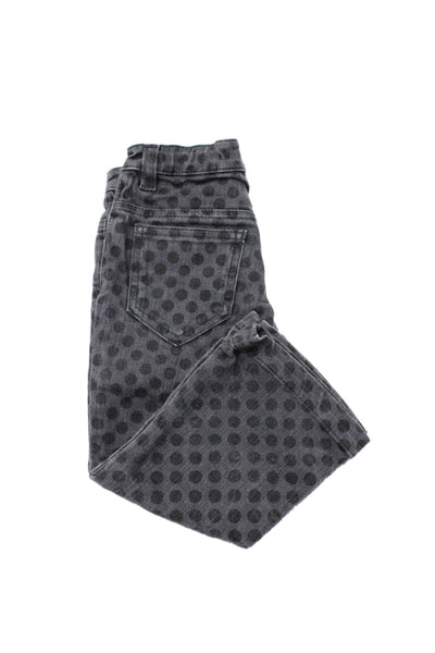Dolce & Gabbana Girls Polka Dot Print Straight Zip Jeans Gray Size 3