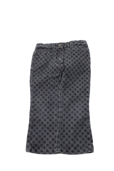 Dolce & Gabbana Girls Polka Dot Print Straight Zip Jeans Gray Size 3