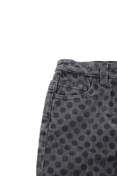 Dolce & Gabbana Girls Polka Dot Print Straight Zip Jeans Gray Size 3
