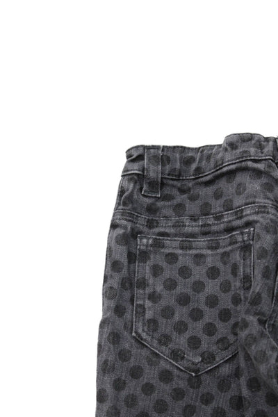 Dolce & Gabbana Girls Polka Dot Print Straight Zip Jeans Gray Size 3