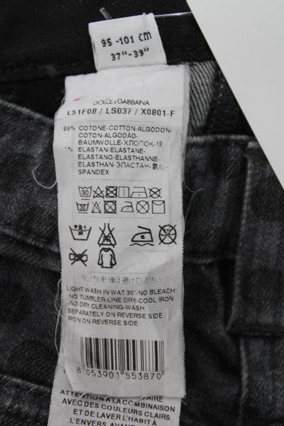 Dolce & Gabbana Girls Polka Dot Print Straight Zip Jeans Gray Size 3