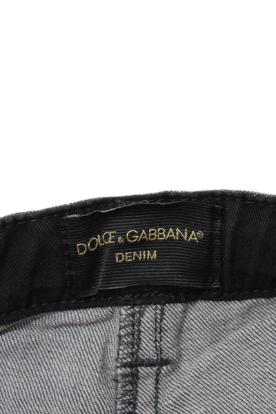 Dolce & Gabbana Girls Polka Dot Print Straight Zip Jeans Gray Size 3