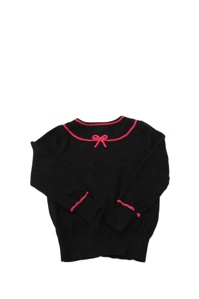 Milly Girls Long Sleeve Bow Detail Button-Down Cardigan Sweater Black Size 4-5